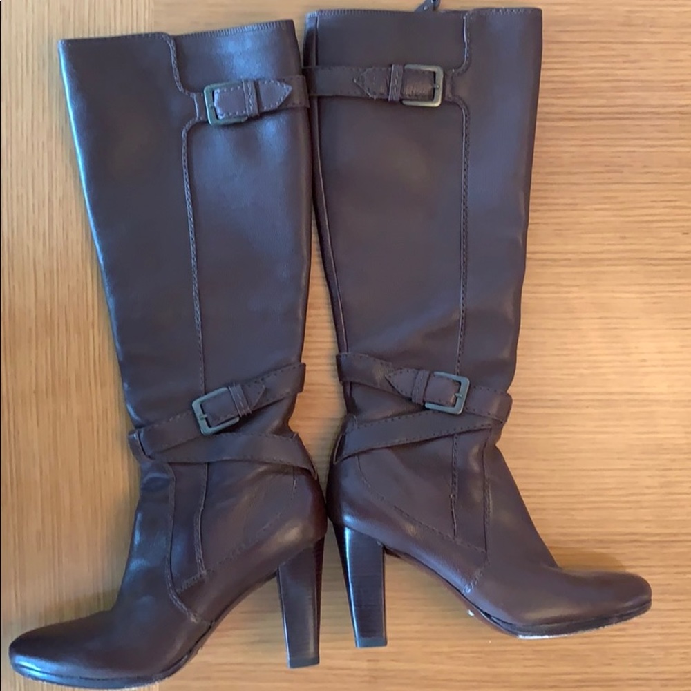 Brown cole haan heel boots